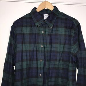 Green Plaid Brooks Brothers Flannel Button Up
